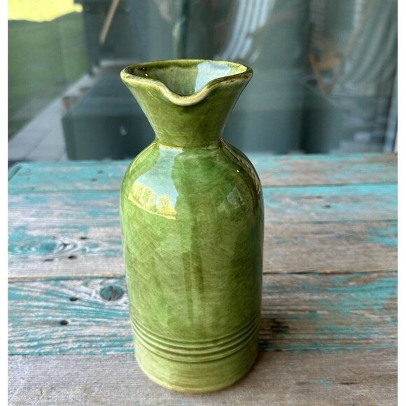 VTG Terrecotte Lotti Drink Pitcher 8.5" Terracotta Green Wine Water Jug Glossy - Picture 6 of 13